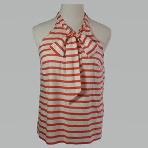 J Crew Size 4 Coral and White Top with Front Tie